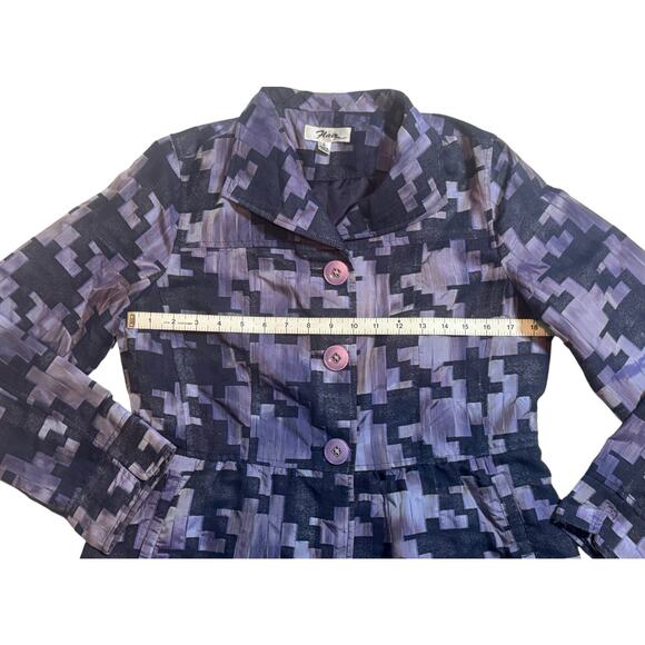 Vintage Y2K 90s Linen Jacket Womens Small All Over Print Purple Fairy Rave Disco - Picture 11 of 11